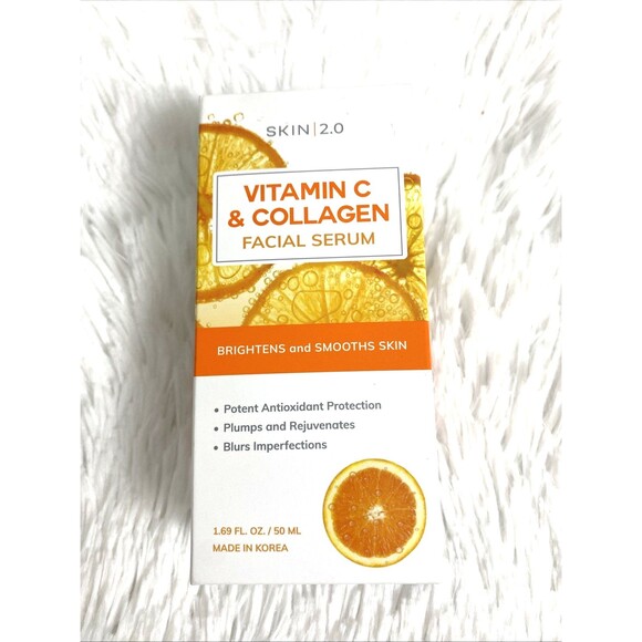 Skin 2.0 Vitamin C & Collagen Facial Serum Brightens Smooths Skin Made In Korea - Picture 1 of 7
